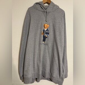 Ralph Lauren Gray Zip-Up Sweater with Bear Design